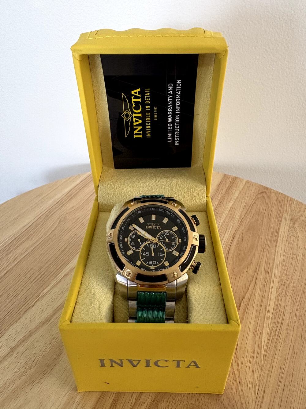 Invicta Men's Speedway Chronograph Black Dial Two-Tone Watch 26477 NWT